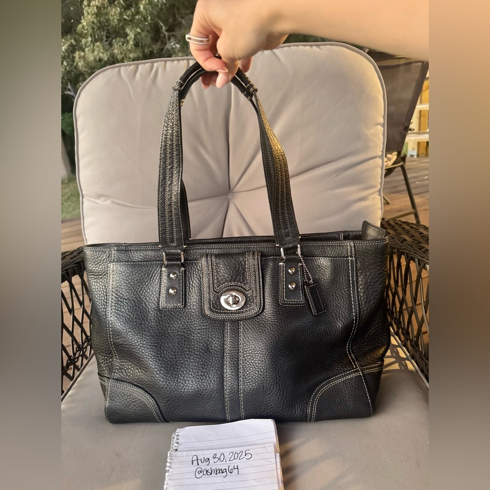 Coach Black Legacy Pebbled Leather Tote F13980
